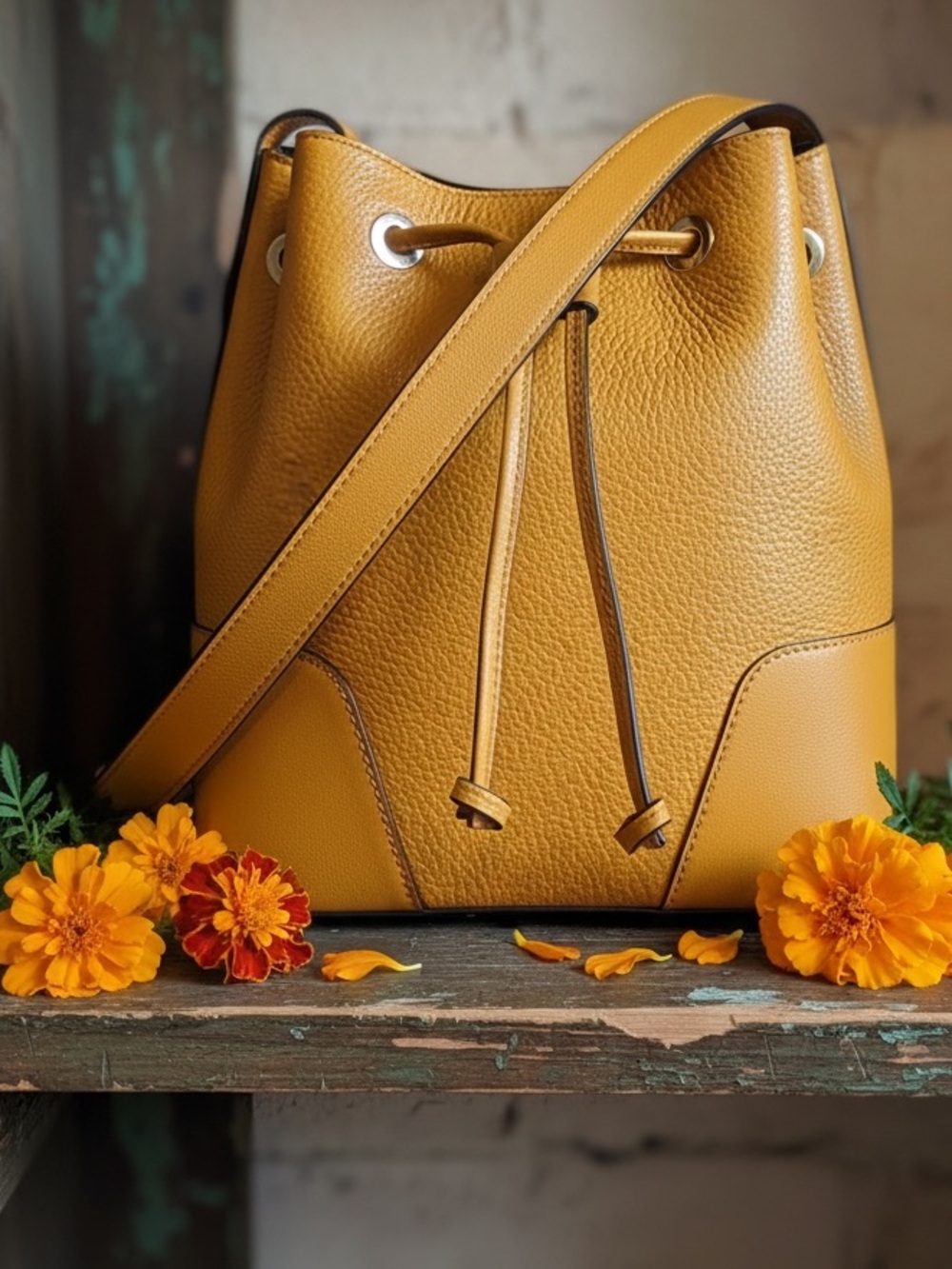 Michael Kors Cary Bucket Bag- Marigold in Pebbled Leather Drawstring Hobo
NWOT - Picture 6 of 7